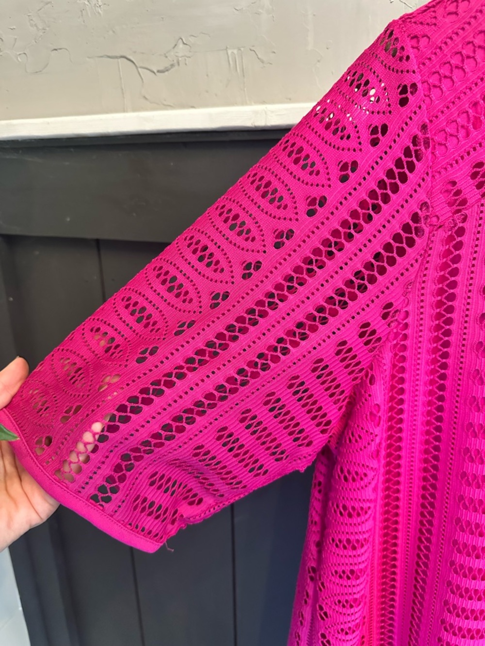 NWOT Dana Buchman Magenta Pink Crochet Lace Top Women's XL Boho Feminine - Picture 7 of 14